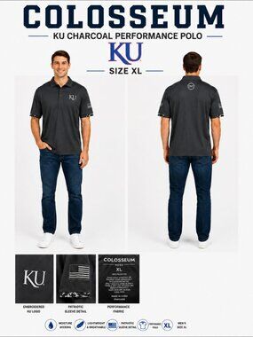 KU Mes Charcoal Colosseum Polo Size XL